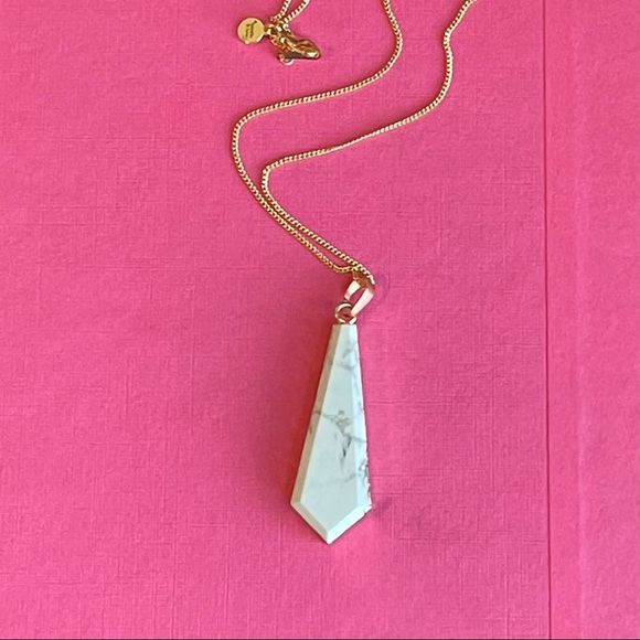 White Howlite Pendant Necklace on 20" Chain - Picture 4 of 6